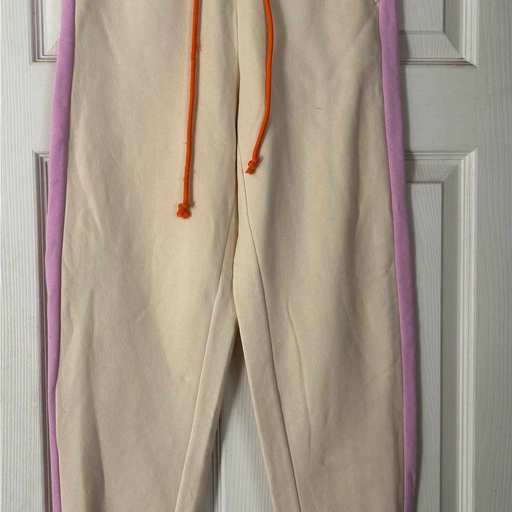 Lego Cream and Pink Sweatpants with Sporty Stripes